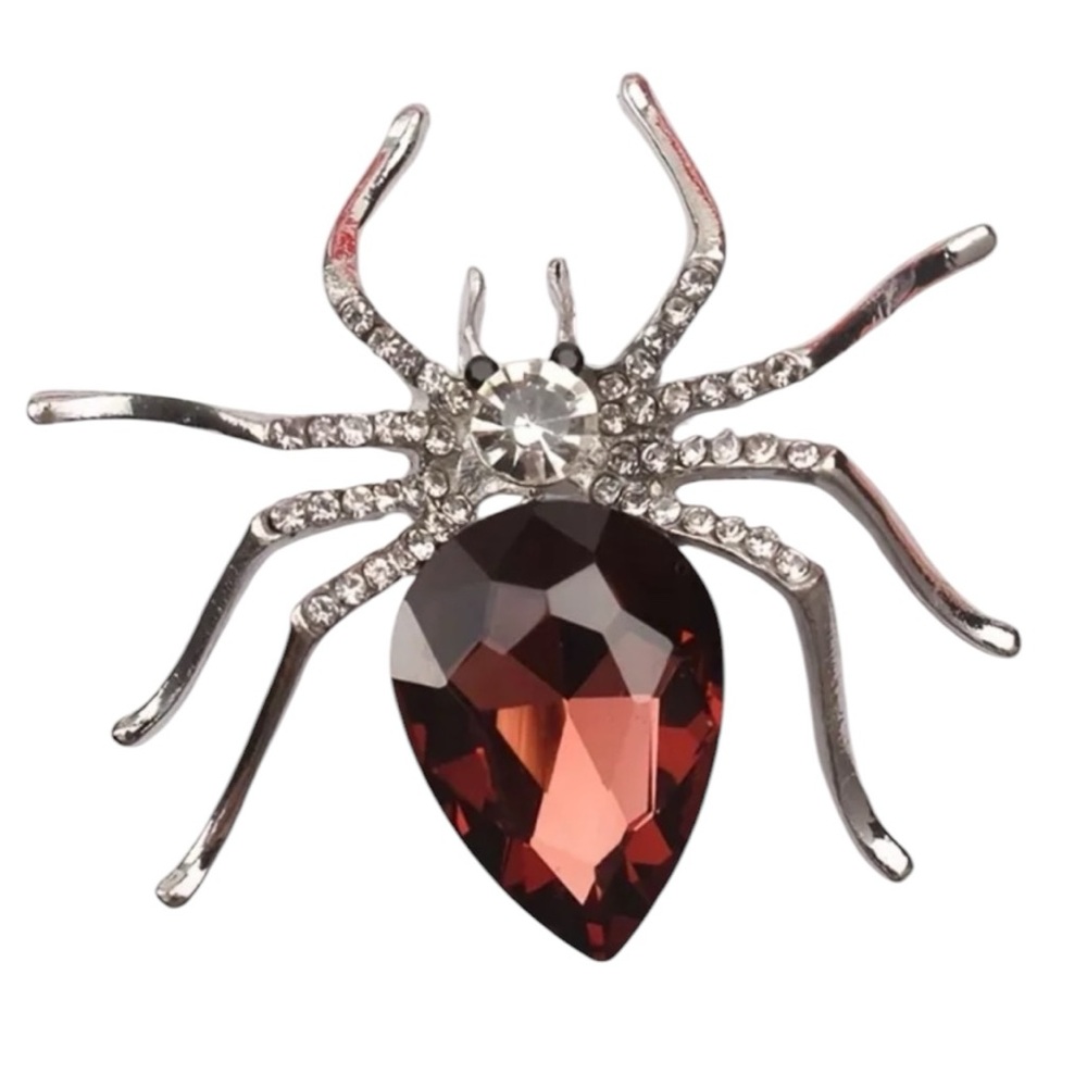 NWT Sparkly Rhinestone Spider Lapel Pin Large Gemstone Insect Brooch Halloween - Picture 2 of 6